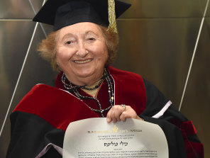 Millie Phillips receiving her PhD at Tel Aviv University, 2015.