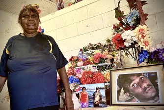 Walker’s grandmother Margaret Brown at the shrine in her home, where Walker was shot.
