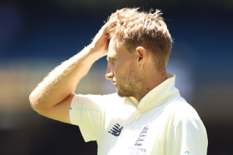 Despair: England captain Joe Root after Australia retained the Ashes.