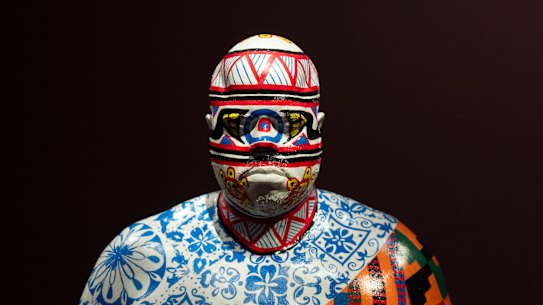 DNA Study Revisited by artist Roberto Lugo, part of an exhibition, The Shape of Power: Stories of Race and American Sculpture, at the Smithsonian American Art Museum in Washington. 