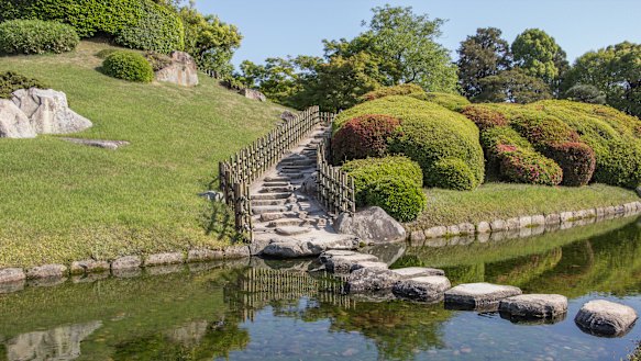 Korakuen, a traditional Japanese landscape garden in Okayama.