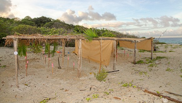 Shade shelters on Milman Island created by Koala and the WWF. 