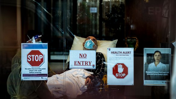 A resident of a Melbourne nursing home is taken to hospital.
