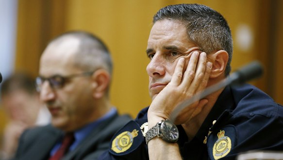 Head of border Roman Quaedvlieg, right, and, left, secretary of the Department of Immigration and Border Protection, Michael Pezzullo.