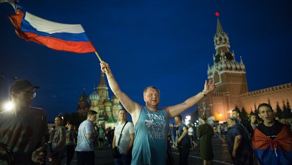 'Real men: Russian fans paid their team the so-called ultimate compliment after their win over Spain.