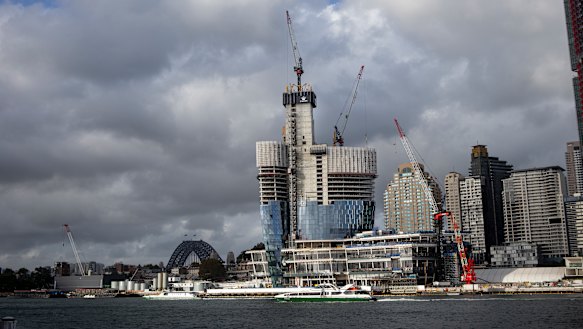 Crown Casino under construction at Sydney's Barangaroo.
