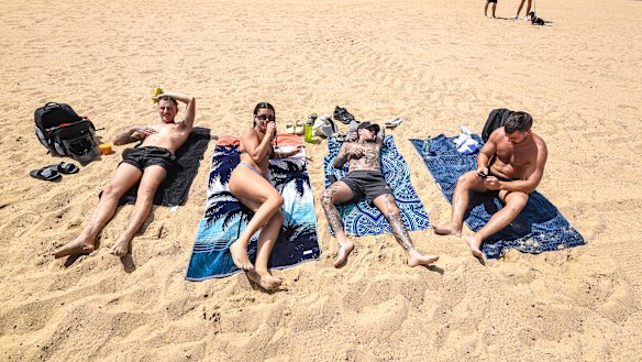 St Kilda beach on Tuesday as the weather reached 30 degrees.