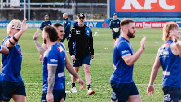 Cameron Ciraldo oversees Bulldogs training.