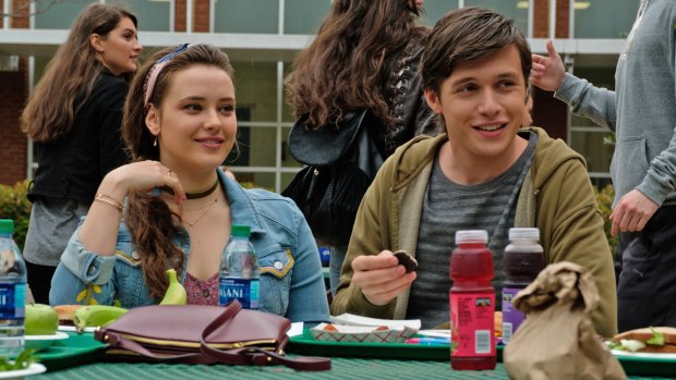 Katherine Langford (Leah) and Nick Robinson (Simon) in a scene from the film Love, Simon.