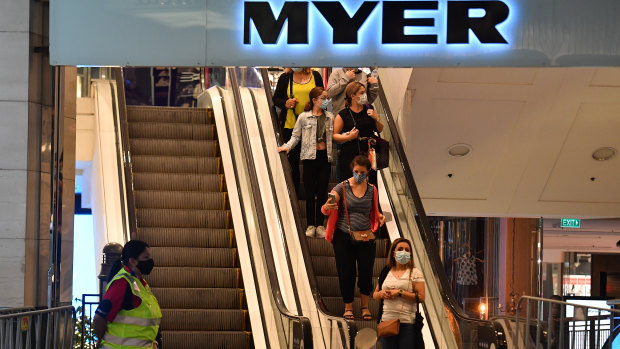 Shares in Myer are defying a wider market drop on Tuesday. 
