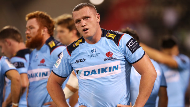 Waratahs prop Angus Bell suffered an ankle injury in the huge loss to the Brumbies. 