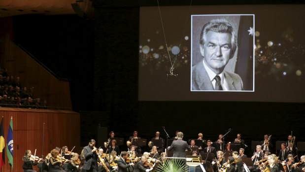 The state memorial service for Bob Hawke at the Sydney Opera House last Friday.