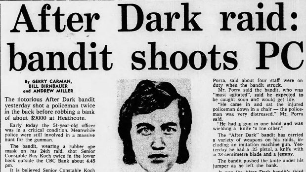 <i>The Age</i>'s report on the 1979 Heathcote robbery.
