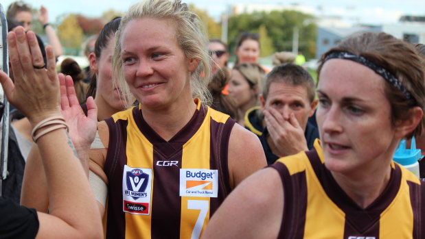 Hawthorn's Phoebe McWilliams (left) will come up against her AFLW club in the VFLW grand final on Sunday.