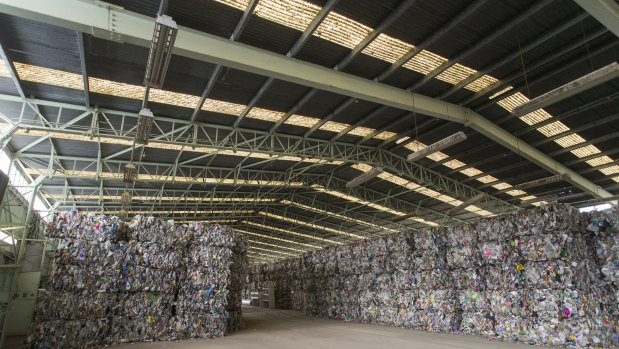About 7000 cubic metres of recycled glass and plastic in a recycling storage facility in Laverton. Owners of the warehouse believe it is a fire risk.