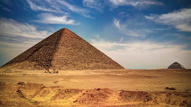The Red Pyramid and the Bent Pyramid at the rear, right.