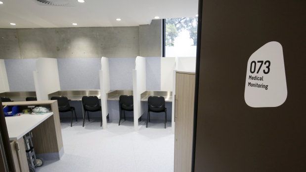 The cubicles inside the Safe Injecting Room at North Richmond Community Health. 