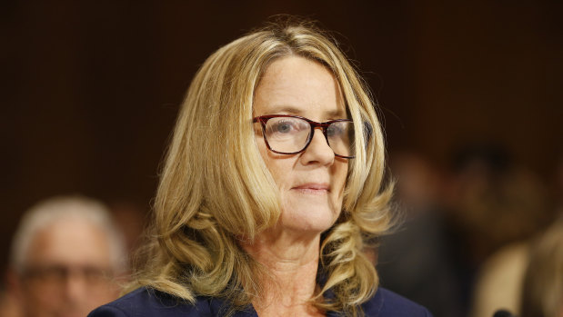 Christine Blasey Ford arrives for a Senate judiciary committee hearing in Washington.