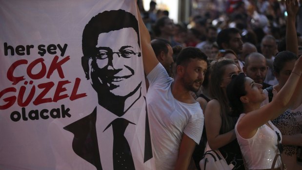 Supporters of Ekrem Imamoglu, who extended his margin in the re-vote. 