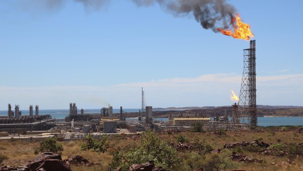 Woodside’s Pluto LNG plant near Karratha in WA. Cabinet papers from 2001 show the government’s concern over greenhouse policy, here and in the United States.