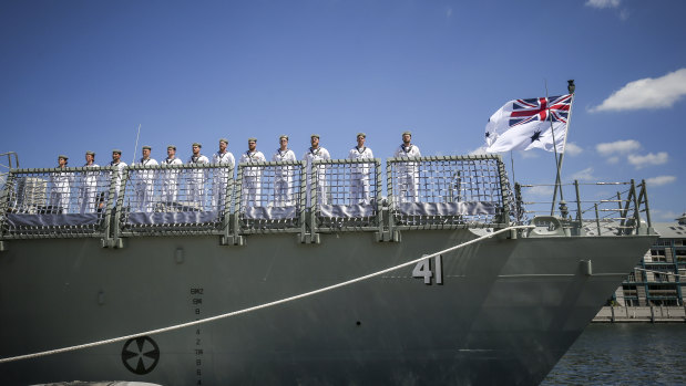 Crew on the HMAS Brisbane.
