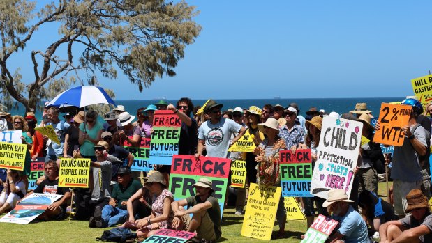 Hundreds of anti-gas fracking protesters rally across WA. 