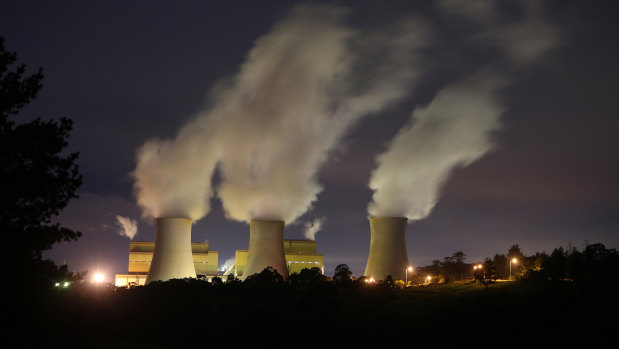 Yallourn Power Station in Victoria's Latrobe Valley. The power sector has been one of the few to show falling emissions as renewables increase their share.