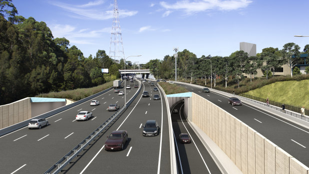 An artist's impression of the Beaches Link entry and exit points at Artarmon. 