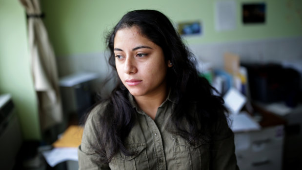 Maudy Constanza, 24, of Guatemala, and her two young daughters are in Ashland, Massachusetts, while her husband and son were sent to Nuevo Laredo, a Mexican border town, under the Trump administration's Remain in Mexico policy. 