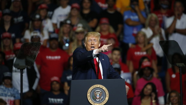 President Donald Trump at the campaign rally in Tulsa, Oklahoma. 