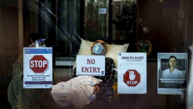 A resident of a Melbourne nursing home is taken to hospital.