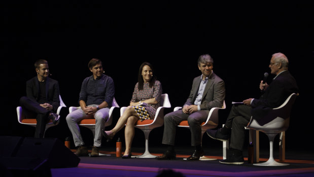 (From left) pannellists Duane Biggs, Andrew Pask, Kerrie Wilson, Thomas Hildebrandt and moderator Robyn Williams. 