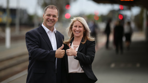 Peter Schwarz, National Party candidate with Cheryl Hammer, Liberal candidate  for Shepparton