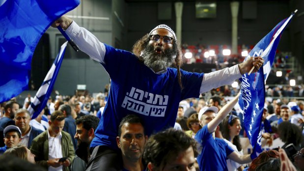 Likud Party supporters on Tuesday night in Tel Aviv.