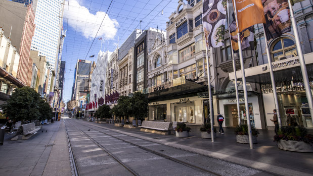 That empty feeling: Closed shops in the Melbourne CBD.