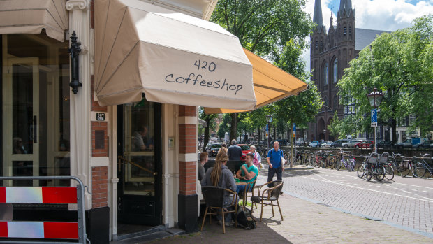 A "coffee shop" in Amsterdam where cannabis is sold.