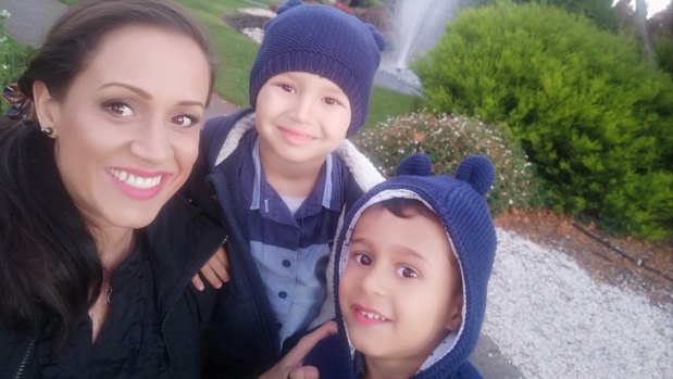 Melissa Bartels with her children Elias, 5, and Christian, 4.