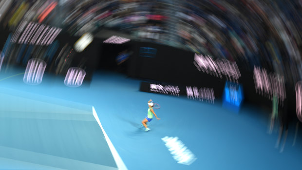 In the zone: Ashleigh Barty in action during her fourth-round match at Rod Laver Arena.