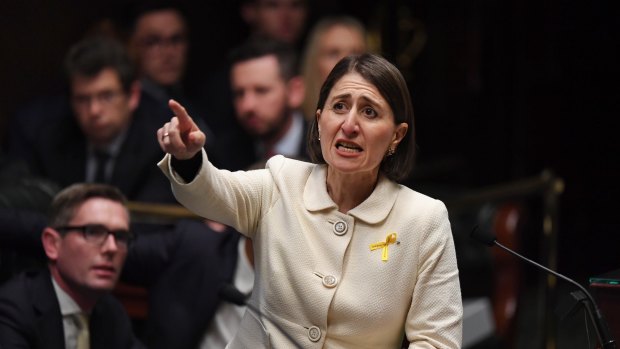 Premier Gladys Berejiklian in action during the first question time of the new parliament.