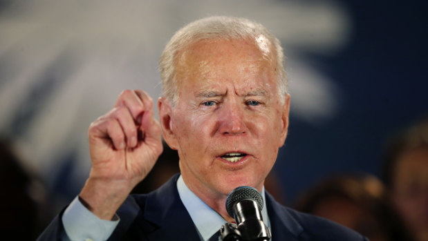 Democratic presidential candidate, former vice-president Joe Biden, speaks at a campaign event in Columbia, South Carolina.