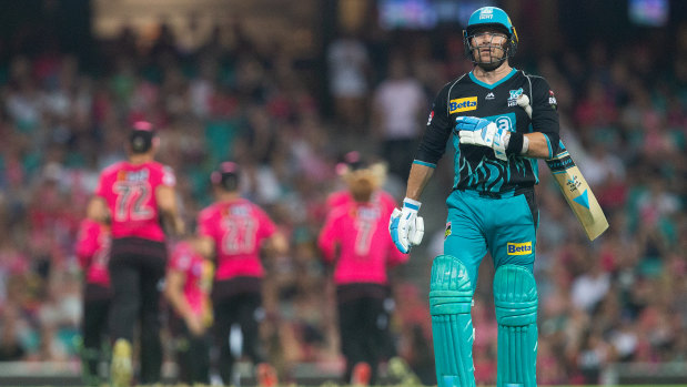Disappointed: Brendon McCullum walks off after getting caught out off Lloyd Pope for 27.