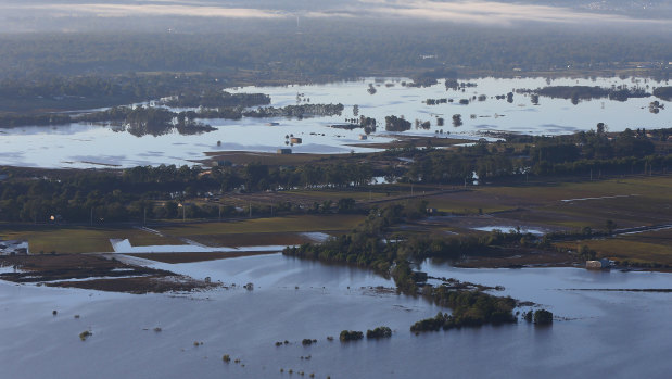 Floodwaters along the Hawkesbury River in the Richmond and Windsor region of NSW in March, 2021.