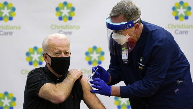 US President Joe Biden received both his coronavirus vaccine shots in public. 