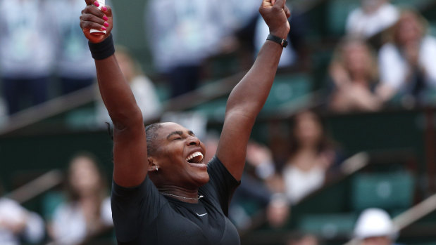 Serena Williams celebrates her triumph.