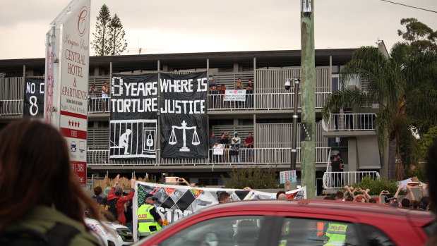 The Kangaroo Point hotel used as a detention facility for refugees in inner-Brisbane.