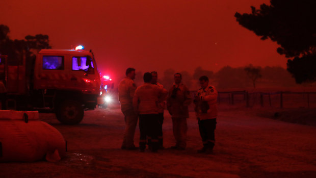 On the other side of the Snowy Mountains, RFS firefighters respond to the Adaminaby Complex bushfire on Saturday.