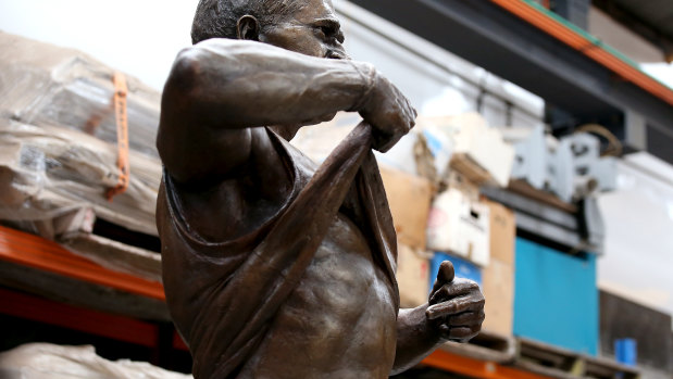 The Nicky Winmar statue will be erected at Optus Stadium, which sits on Noongar land, before the 50th western derby. 