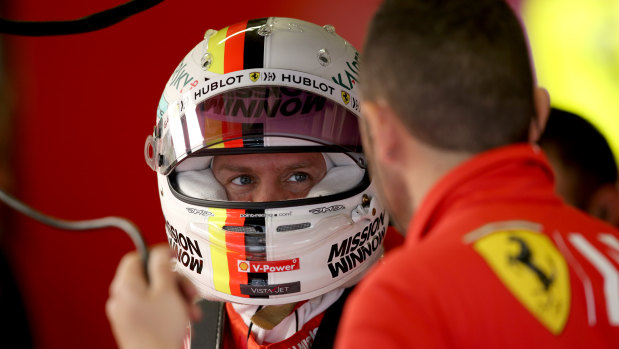 Sebastian Vettel prepares to drive during practice for the F1 Grand Prix of Mexico at Autodromo Hermanos Rodriguez.