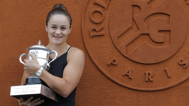 French Open champion: Ashleigh Barty with the trophy at the post-tournament media call.