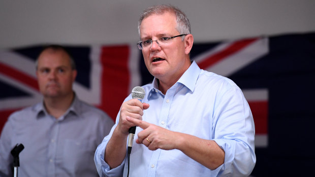 Prime Minister Scott Morrison speaks during a CWA hall meeting in Maroochydore during a four-day tour of Queensland. 